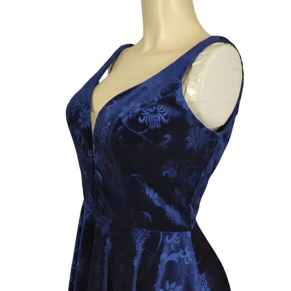 Alyce Paris Dress size 8 sleeveless Blue Velvet Floral A-Line Cocktail Party - Picture 8 of 16